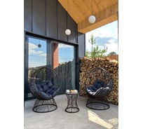 Набор садовый Лаура ОРЕОН коричневый 2 кресла, столик, 2 подушки (темно-серый, полиэстер) ORN_kmtk_311