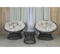 Набор Лаура ПАПАСАН ПЛЮС OSTIN шнур темно-серый 2 кресла, столик, 2 подушки (серый, рогожка) OSTkmt_temser_2rog