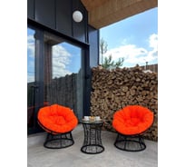 Набор садовый Лаура ПАПАСАН 2 кресла и столик со стелом (черный) + 2 подушки (оранжевый) PAPS_kmtch_112