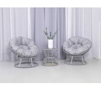 Набор садовый Лаура ПАПАСАН ROPE шнур светло-серый 2 кресла, столик, 2 подушки (красный, полиэстер) rope-kmt-106