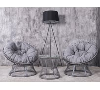 Набор садовый Лаура ПАПАСАН ROPE шнур светло-серый 2 кресла, столик, 2 подушки (серый, полиэстер) rope-kmt-107