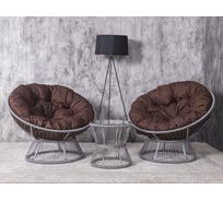 Набор садовый Лаура ПАПАСАН ПЛЮС ROPE шнур светло-серый 2 кресла, столик, 2 подушки (коричневый, полиэстер) ropePl-kmt-105