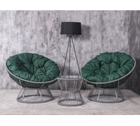 Набор садовый Лаура ПАПАСАН ПЛЮС ROPE шнур светло-серый 2 кресла, столик, 2 подушки (зеленый, полиэстер) ropePl-kmt-104