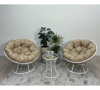 Набор садовый Лаура ПАПАСАН ПЛЮС белый 2 кресла, столик, 2 подушки (бежевый, полиэстер) PAPSpl_kmpt_201