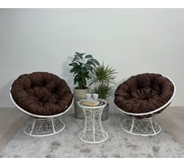 Набор садовый Лаура ПАПАСАН ПЛЮС белый 2 кресла, столик, 2 подушки (коричневый, полиэстер) PAPSpl_kmpt_202