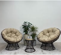 Набор садовый Лаура ПАПАСАН ПЛЮС коричневый 2 кресла, столик, 2 подушки (бежевый, полиэстер) PAPSpl_kmpt_301