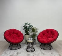 Набор садовый Лаура ПАПАСАН ПЛЮС коричневый 2 кресла, столик, 2 подушки (красный, полиэстер) PAPSpl_kmpt_304