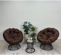 Набор садовый Лаура ПАПАСАН ПЛЮС коричневый 2 кресла, столик, 2 подушки (коричневый, полиэстер) PAPSpl_kmpt_302