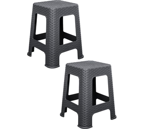 Табурет Violet Ротанг h45 см, серый, 2 шт N-Tab/2-2202-18