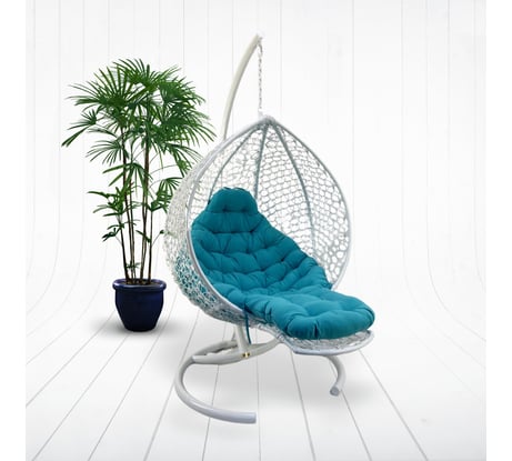 Подвесное кресло Pletenev Капля Реклайнер белый цвет KPS-03-08