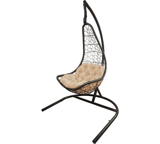 Подвесное кресло ЭкоДизайн БРИЗ темно-коричневое, бежевая подушка ПКР-003 (brown/beige)