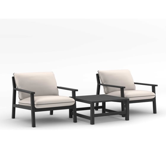 Набор садовой мебели GreenWeen ISTRA, цвет черный/Jamaica MILK 3 предмета: 2 кресла, столик, GW-WOOD-ISTRA-BL-JM-S2B 1