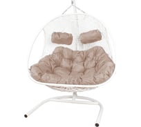 Подвесное кресло M-GROUP ДОБРЫНЯ с ротангом белое, бежевая подушка 11460101