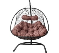 Подвесное кресло M-GROUP ДОБРЫНЯ с ротангом чёрное, коричневая подушка 11460405