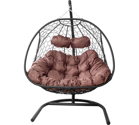 Подвесное кресло M-GROUP ДОБРЫНЯ с ротангом чёрное, коричневая подушка 11460405 1