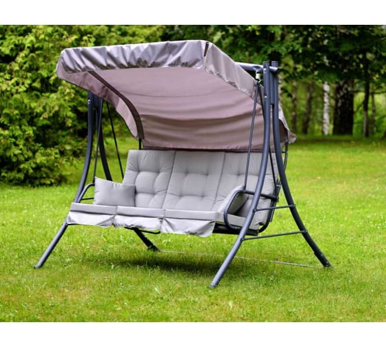 Качели садовые 3-х местные OLSA Пагода каркас серый, серый однотонный с 1475 1