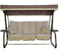 Качели садовые 3-х местные OLSA Родео-2 каркас коричневый, м/э бежевый, узор с1616