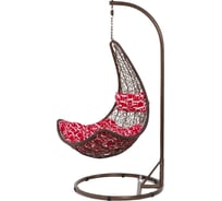 Подвесное кресло Vinotti коричневый каркас, красная с белым подушка 45-003-04