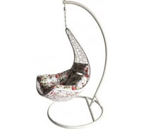 Подвесное кресло Vinotti белый каркас, белая подушка с розами 44-001-03