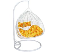 Подвесное кресло Vinotti белый каркас, желтая подушка с цветами 45-004-05