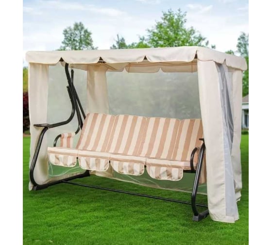 Качели садовые Green Days 4-мест, 230х130х177 см, 300 кг, бежевый YTSW278, металл 492457 1