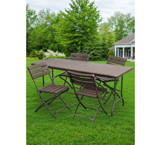 Садовая мебель Green Days Уют, коричневый, стол 180х75х74 см, 4 стула, 100 кг, MZK-180+YC-043 SET (1+4) 325689 1