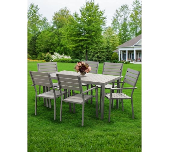 Садовая мебель Green Days Эллада, серый, стол, 140х70х70 см, 6 стульев, 120 кг, YTCT009-1 355553 1