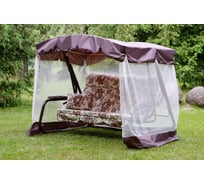 Качели садовые OLSA 3-х местные Турин Премиум(каркас коричневый, м/э бежевый рис.коричневые цветы)2 уп. С1510 с1510