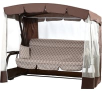 Качели садовые OLSA 3-х местные Турин Премиум(каркас коричневый, м/э коричневый рис.ромбы)2 уп. С1483 с1483