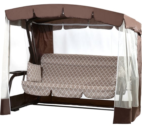 Качели садовые OLSA 3-х местные Турин Премиум(каркас коричневый, м/э коричневый рис.ромбы)2 уп. С1483 с1483 1