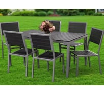 Мебель садовая Green Days Эвелина, черный, стол, 150х90х72 см, 6 стульев, 120 кг, YTCT012 355555