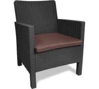 Кресло садовое ВПМ СадКо темно-серое под ротанг с коричневой подушкой 6200687