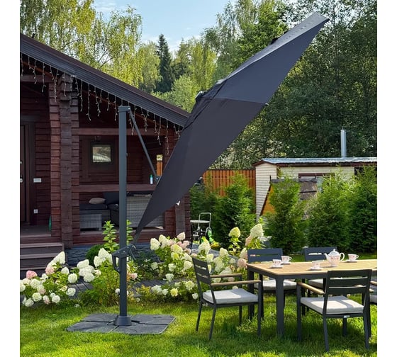 Зонт садовый Royal Family круглый в комплекте с базой, черный 790-91-91 1