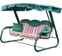 Садовые качели OLSA 3-х местные Мастак каркас зеленый, разноцветный рисунок полоска с911