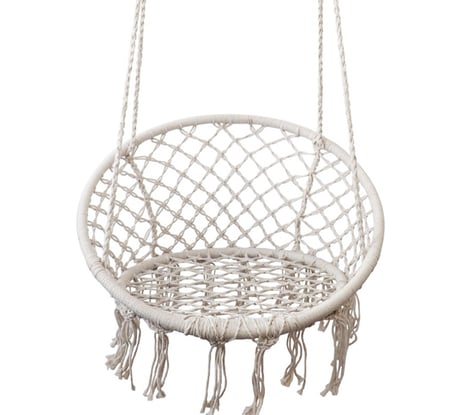Подвесные качели кресло-гамак ZDK белый, с кисточками hammock4