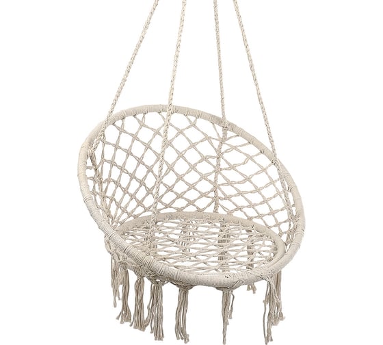 Подвесные качели кресло-гамак ZDK белый, с кисточками hammock4