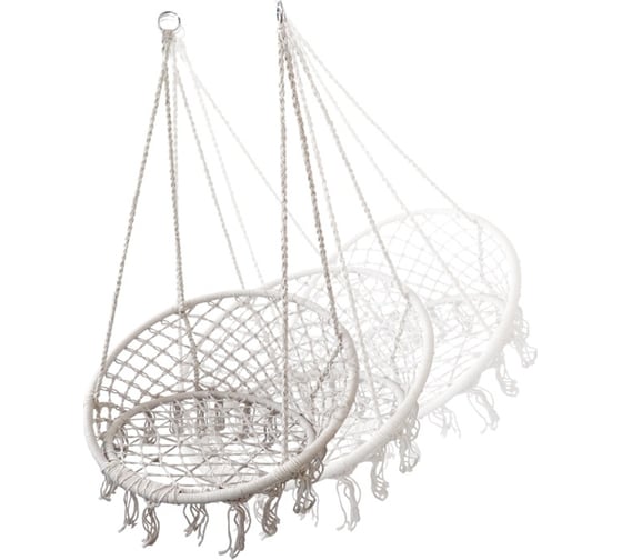 Подвесные качели кресло-гамак ZDK белый, с кисточками hammock4