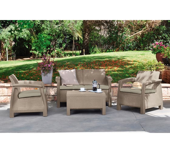 Комплект мебели Keter Corfu set капучино 227640