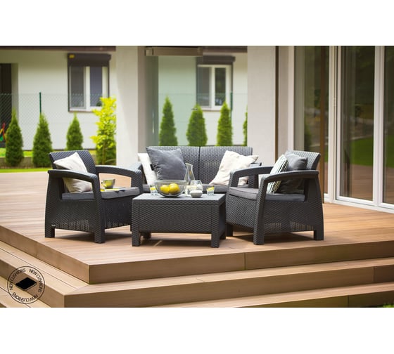 Комплект мебели Keter Corfu set графит 223204
