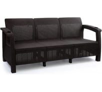 Диван WORKY Ротанг, 3-х местный, 188x70x79 см, мокко (с подушками бордо) ARD257873