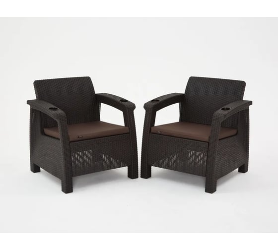 Комплект садовой мебели WORKY HomlyGreen 3+1+1+обеденный стол 153х79, с комплектом коричневых подушек ARD259370