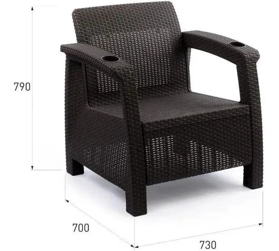 Комплект садовой мебели WORKY HomlyGreen 5+1+1+обеденный стол 153х79, с комплектом коричневых подушек ARD259374