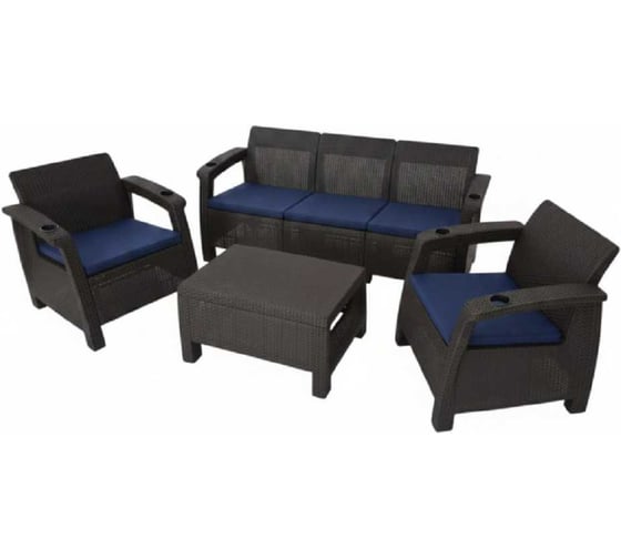 Комплект садовой мебели WORKY HomlyGreen Set 3+1+1+Кофейный столик+подушки темно-синего цвета ARD259193
