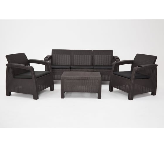 Комплект садовой мебели WORKY HomlyGreen Set 3+1+1+Кофейный столик+подушки черного цвета ARD259213