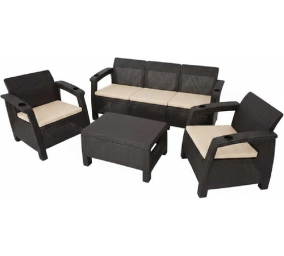 Комплект садовой мебели WORKY HomlyGreen Set 3+1+1+Кофейный столик+подушки бежевого цвета ARD258552