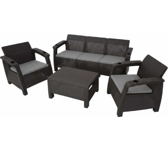 Комплект садовой мебели WORKY HomlyGreen Set 3+1+1+Кофейный столик+подушки серого цвета ARD259203