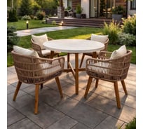 Набор садовой мебели Royal Family ELEONORA, обеденный комплект на 4 персоны из акации 113-120-21