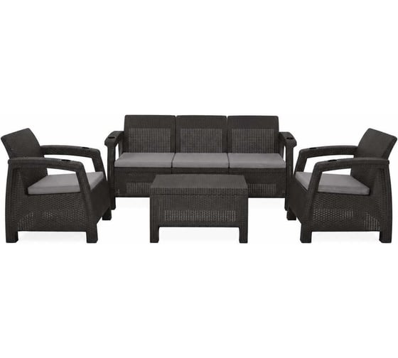 Комплект садовой мебели Set 3+1+1+стол 94х94х74 см+подушки серого цвета HOMLYGREEN ARD259204