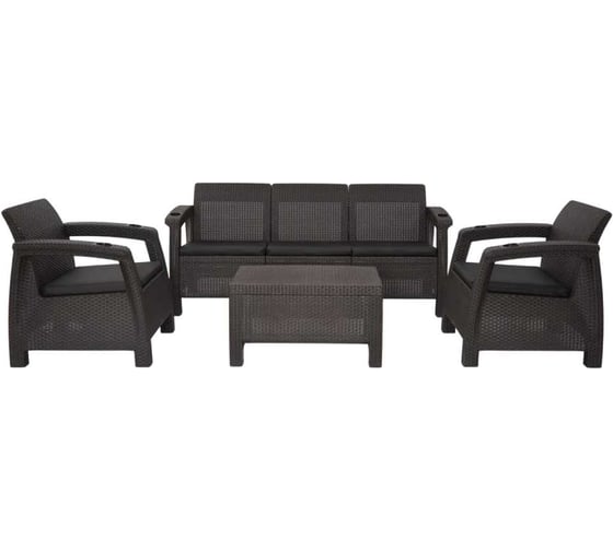Комплект садовой мебели Set 3+1+1+стол 94х94х74 см+подушки черного цвета HOMLYGREEN ARD259214