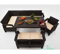 Комплект садовой мебели WORKY HomlyGreen 5+2+1+обеденный стол 153×79 см, с комплектом серых подушек ARD259345